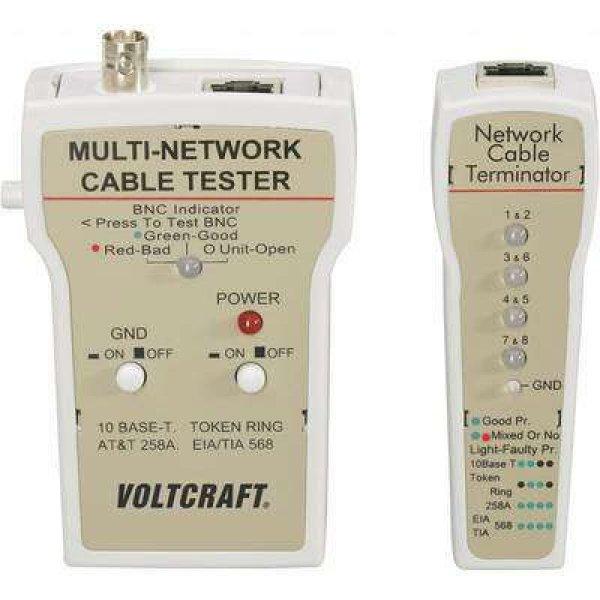 Koax kábel teszter, UTP, LAN hálózati kábel teszter RJ45, BNC
csatlakozókhoz, kábelekhez Voltcraft CT-1