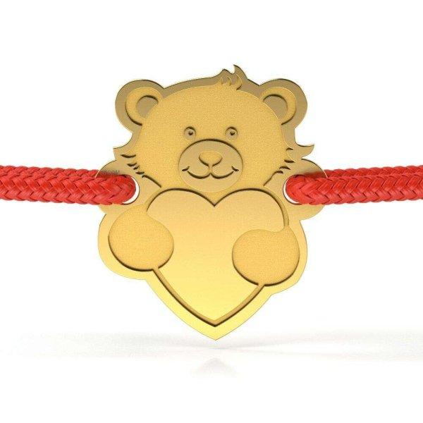Sárga arany karkötő zsinór modellel Love little bear