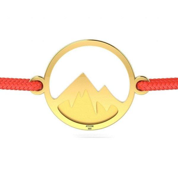 Sárga arany karkötő piros zsinórral, Munti modell