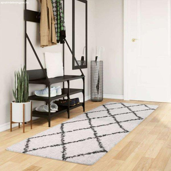 vidaXL krém és fekete hosszú szálú bozontos modern szőnyeg 80 x 250 cm
