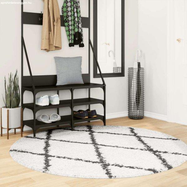 vidaXL krém és fekete hosszú szálú bozontos modern szőnyeg Ø 160 cm