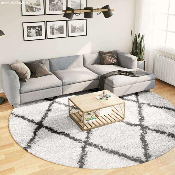 vidaXL krém és fekete hosszú szálú bozontos modern szőnyeg Ø 280 cm