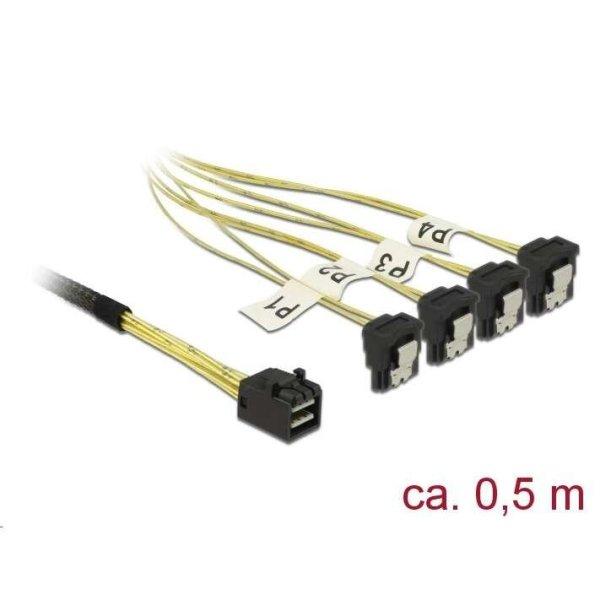 Delock Mini SAS HD SFF-8643 > 4 x SATA 7 Pin, ívelt, 0,5 m kábel (85684)
(85684)