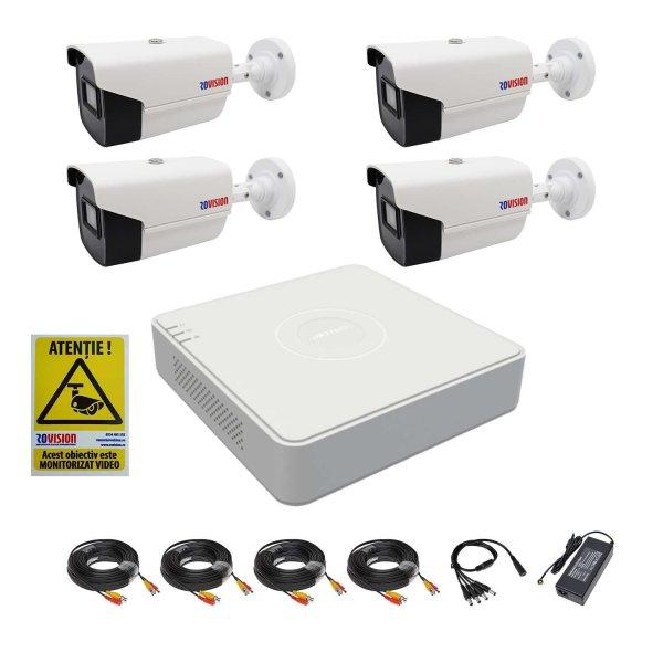 Videó felügyeleti rendszer: 4 kültéri kamera, 2MP, 1080p, IR40m, DVR,
szerelési tartozékok