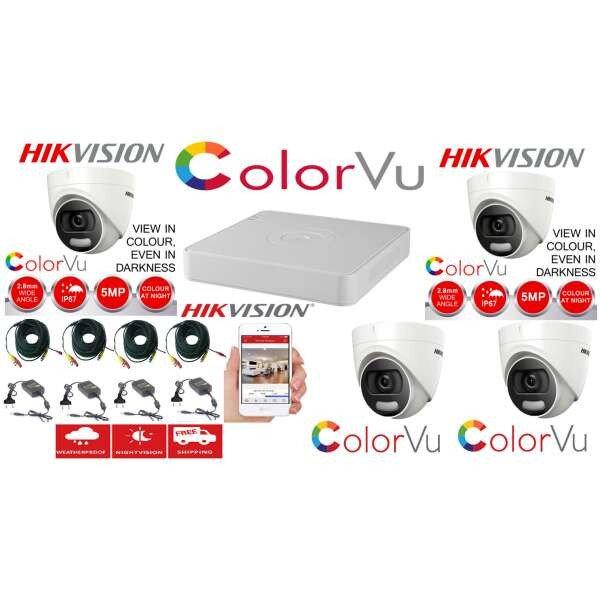 Professzionális CCTV rendszer Hikvision Color Vu 4 kamerák 5MP IR20m, 4
csatornás DVR, teljes tartozékok