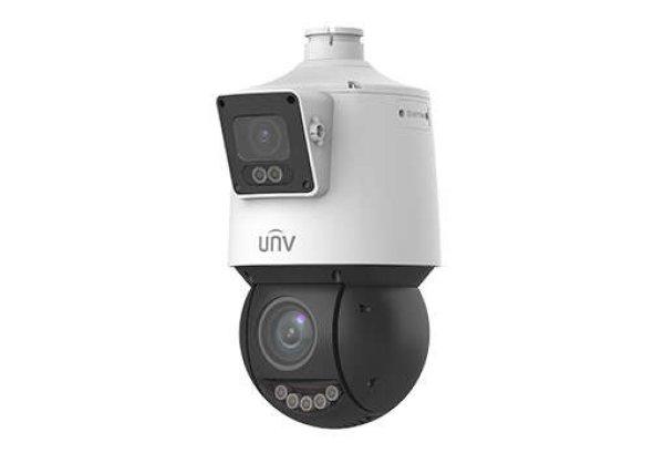 Biztonsági kamera Kétlencsés IP, PTZ, 4MP, IR 100m&WL30m, hang, riasztás,
PoE, IP66 - UNV IPC94144SFW-X25-F40C