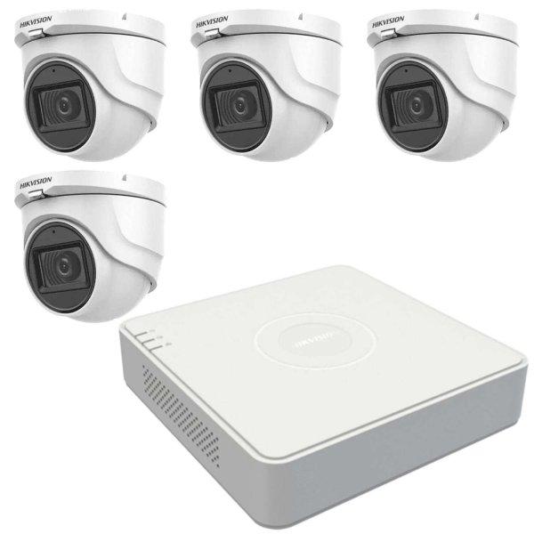 CCTV rendszer Hikvision 4 beltéri kamerák 5MP, 2.8mm objektív, IR 30m,
integrált audio, 4-csatornás TurboHD DVR