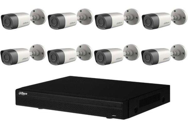 Kit 8 Kültéri megfigyelő kamerák Dahua bullet HDCVI 2MP, 3.6mm, Smart IR
20m, DVR 8 csatornák
