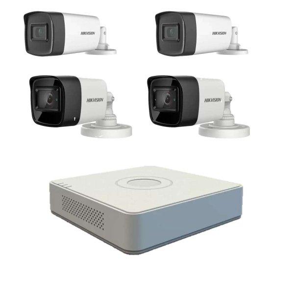 Hikvision videomegfigyelő rendszer: 4 kültéri kamera, 5MP Turbo HD, 2
IR80M-mel és 2 IR40M-mel