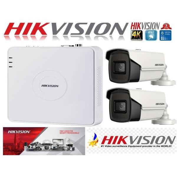 Hikvision 2 kamerás 8MP 4K, 80 IR, 4 csatornás DVR