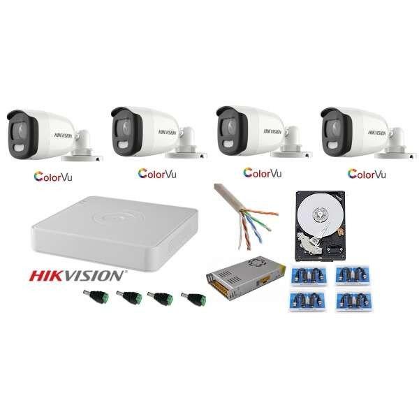 Hikvision CCTV rendszer: 4 db 5 MP-es Ultra HD színes JE kamera teljes
munkaidőben (éjszaka színes) tartozékokkal
