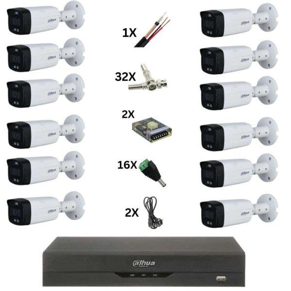 Felügyeleti rendszer 16 ColorVu 8MP kamerával, 40M színes fénnyel, 3,6 mm-es
objektívvel, villogó riasztóval, 16 csatornás 4k DVR-rel, tartozékokkal