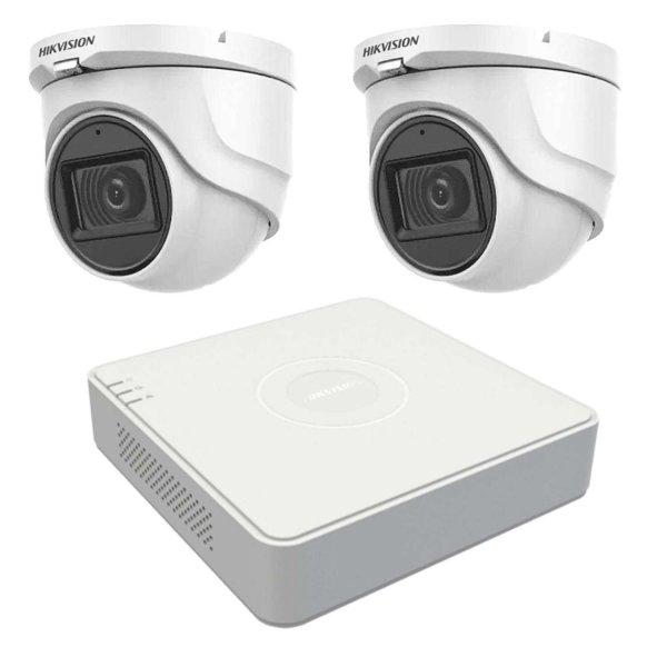 CCTV rendszer Hikvision 2 beltéri kamerák 5MP, 2.8mm objektív, IR 30m,
integrált audio, 4 csatornás TurboHD DVR