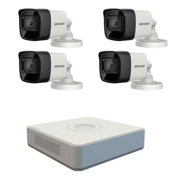 Professzionális videó megfigyelő rendszer Hikvision 4 kültéri kamera 5MP
Turbo HD IR 80M-mel, élő internet