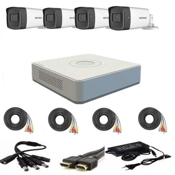 Videó felügyeleti rendszer: Hikvision, 4 kamera, 2MP, FULLHD, 1080p, IR, 40m +
telepítési tartozékok