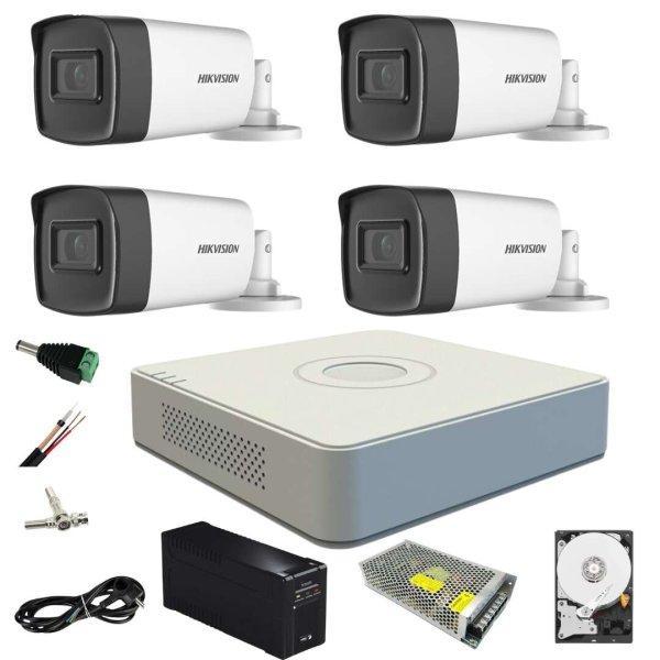 Videó megfigyelő rendszer UPS-szel 4 kamera Hikvision kültéri 5MP Turbo HD,
2 IR 80M és 2 IR 40M, teljes tartozékok, KEMÉNY 1TB