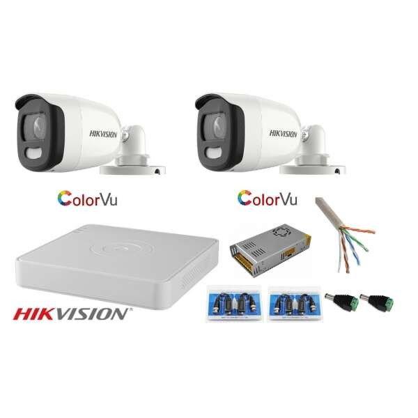 CCTV rendszer: Hikvision, 2 kamera, 2MP Ultra HD Color VU teljes munkaidőben
(színes éjszaka), 4 csatornás DVR