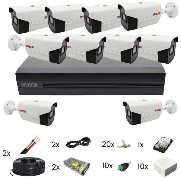 Videó felügyeleti rendszer 10 kamera Rovision oem Hikvision 2MP, full hd,
IR40m, Pentabrid DVR 16 csatornák, szerelési tartozékok és merevlemez