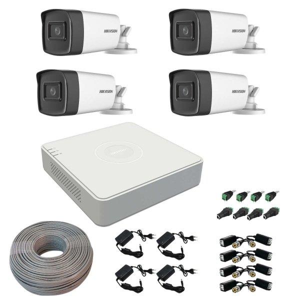 Hikvision Professional CCTV rendszer, 4 db 5MP Turbo HD IR 80 kamera,
tartozékok