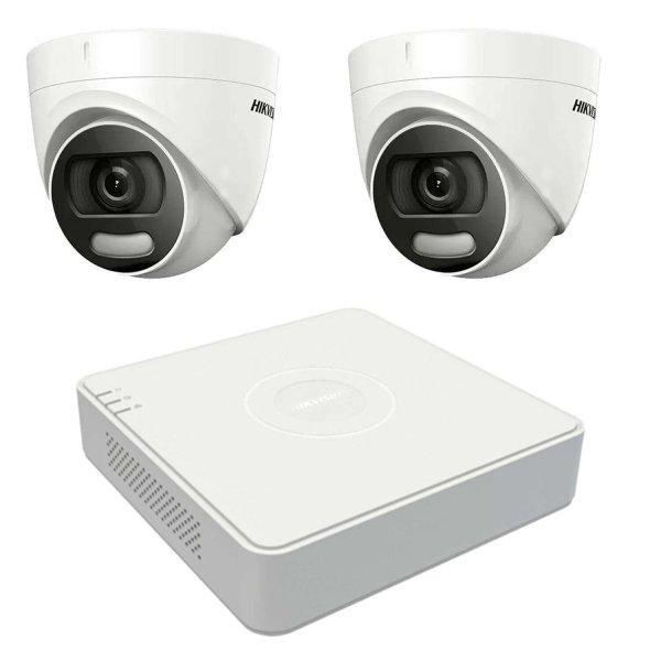 CCTV rendszer Hikvision 2 beltéri kamerák 5MP ColorVU, fehér fény 20m, DVR 4
csatorna TurboHD