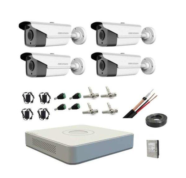 CCTV rendszer: Hikvision, 4 kamera, 2MP IR, 80M, DVR, 4 csatorna, merevlemez,
1TB, tartozék