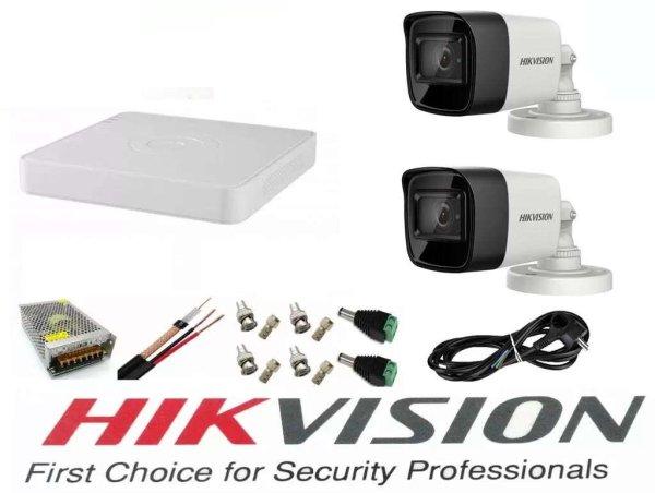 Videó felügyeleti rendszer Hikvision 2 kamerák 5MP Turbo HD IR 80 M 4
csatornás Hikvision DVR teljes tartozékokkal, koaxiális kábellel