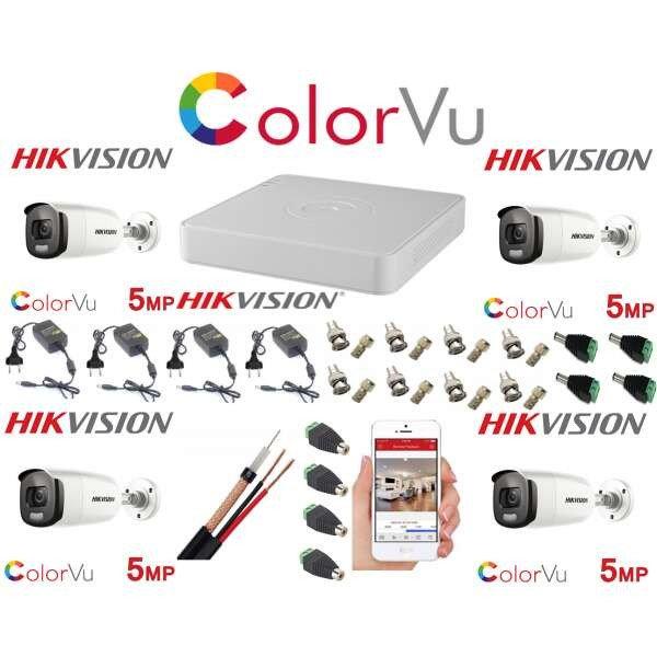Professzionális felügyeleti rendszer Hikvision Color Vu 4 kamerák 5MP IR40m,
IP67, teljes tartozékok