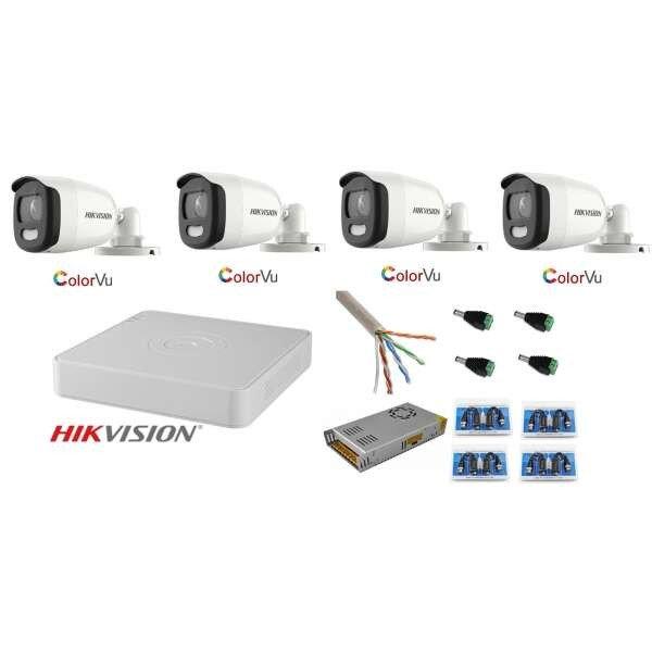 Hikvision CCTV rendszer: 4 kamera 5MP Ultra HD Color VU teljes munkaidőben
(éjszaka színes)