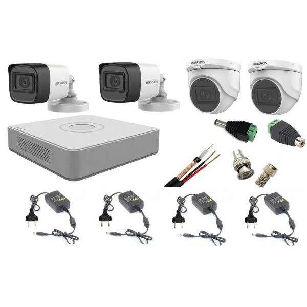 Hikvision vegyes audio-video felügyeleti rendszer, 4 db Turbo HD 2 MP-es
kamera, tartozékokkal