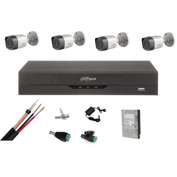 System 4 kültéri megfigyelő kamerák DAHUA 2MP, Pentabrid DVR, tartozékok,
hdd
