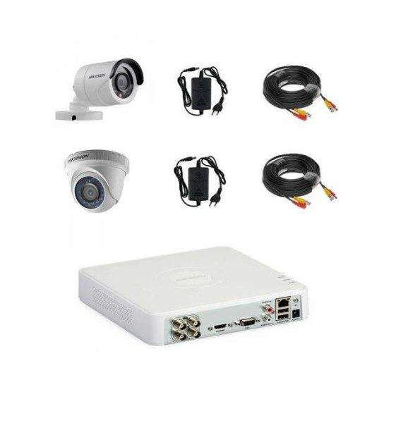 Hikvision full hd 2 kamerás vegyes videó megfigyelő rendszer IR 20 m-es plug
and play, 4 csatornás DVR, tartozékokkal