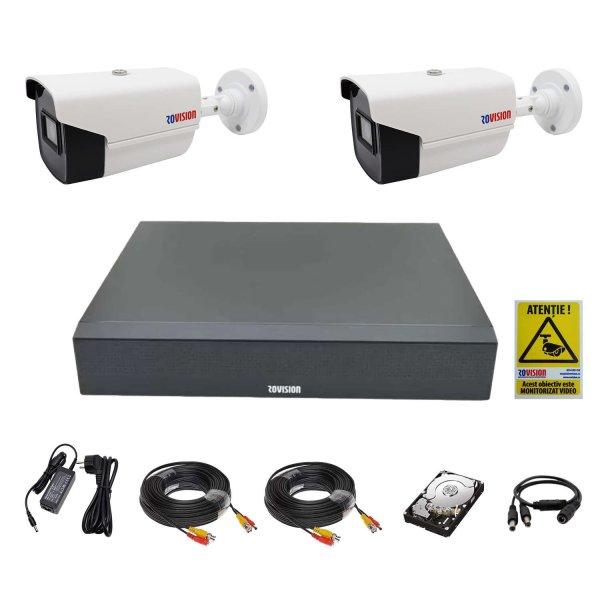 CCTV rendszer 2 kültéri kamera 2MP 1080P full hd IR 40m oem Hikvision, 4
csatornás DVR, teljes tartozékok, merevlemez 500GB