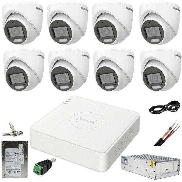 CCTV rendszer: Hikvision, 8 kamera: 2MP, Dual Light, IR, 30m, WL, 20m DVR, 4MP
tartozékokkal, HDD, 1TB