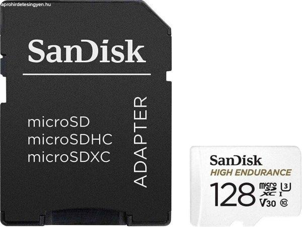 Sandisk High Endurance 128GB Micro SDXC memória kártya CL10 U3 V30 + adapter