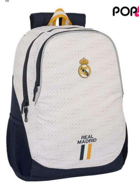 Real Madrid hátizsák, iskolatáska 2 zippes fehér-arany