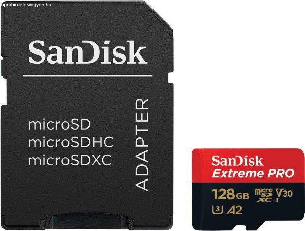 Sandisk 128GB EXTREME PRO UHS-I CL10 memóriakártya + Adapter