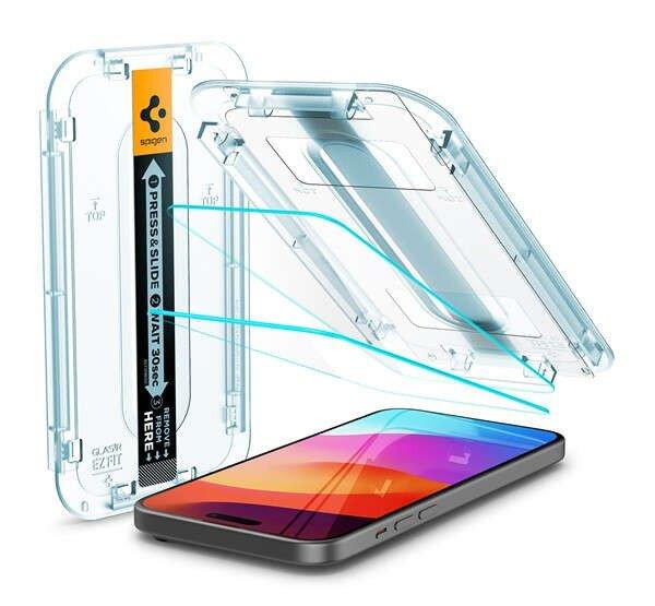 Spigen Glas.tR EZ Fit iPhone 15 Plus, Tempered kijelzővédő fólia (2db)