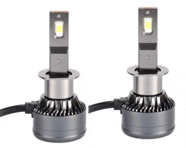 Head LED autó fényszóró izzó pár, H1 típusú, készlet/szett, 2db,
8000Lumen, CANBUS, 6500K hideg fehér, ezüst szín
