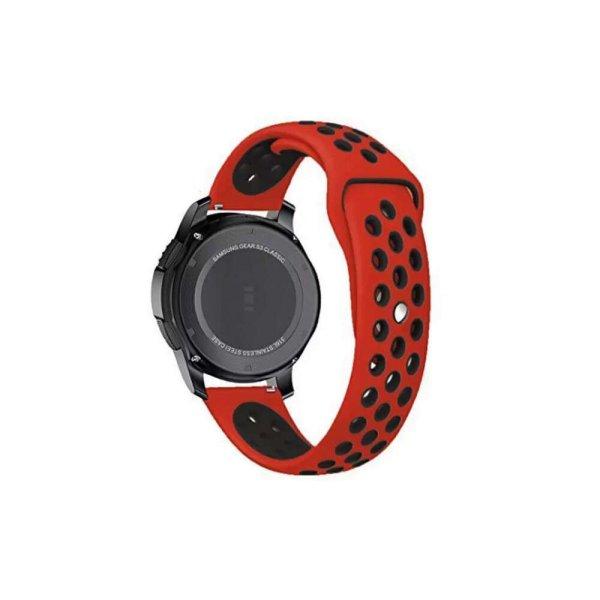Samsung Watch / Gear S3 lélegző szíj piros / fekete S méret 22mm