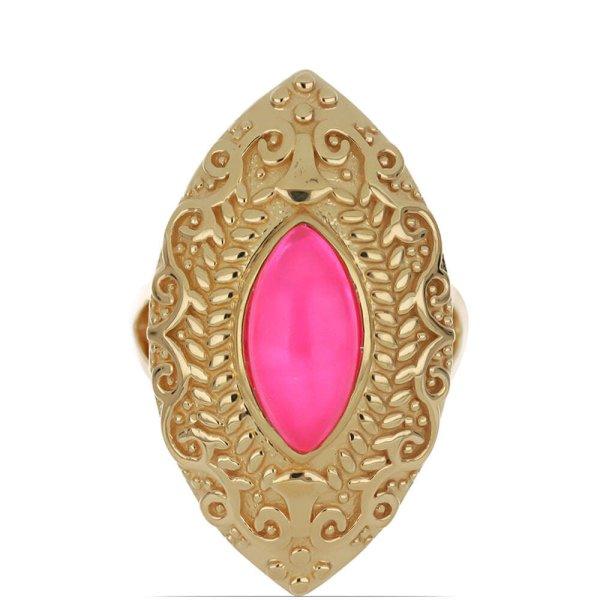 Arannyal Bevont Ezüst Gyűrű Pink Opállal, Méret: 59-58