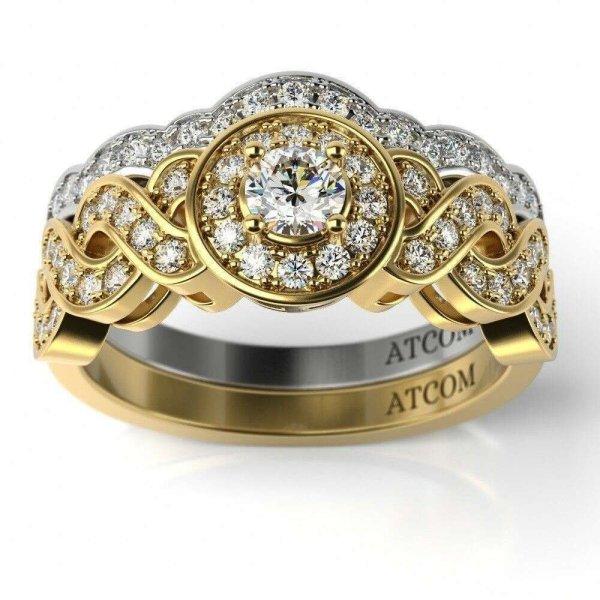 Atkins sárga, arany és fehér eljegyzési gyűrű