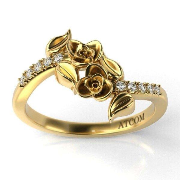 Rosalina sárga arany eljegyzési gyűrű