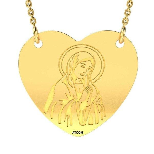 ATCOM nyaklánc, medállal, sárga arany, ortodox szív minta 1