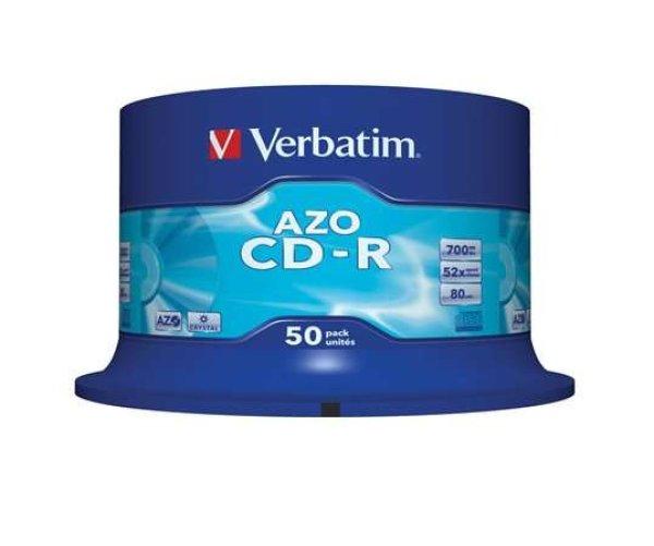 VERBATIM CD-R lemez, Crystal bevonat, AZO, 700MB, 52x, 50 db, hengeren VERBATIM
