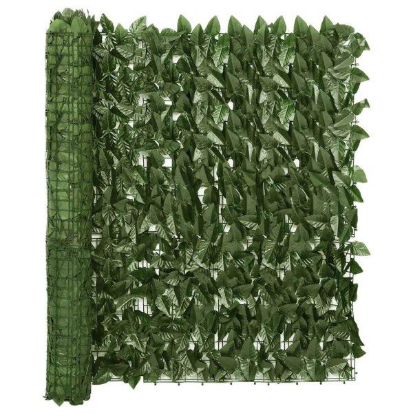 vidaXL sötétzöld leveles erkélyparaván 600 x 100 cm