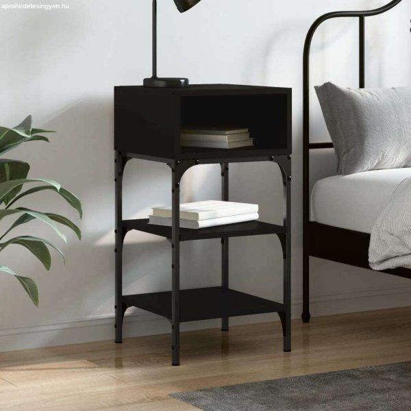 Fekete szerelt fa ágy melletti asztal 35 x 34,5 x 70 cm