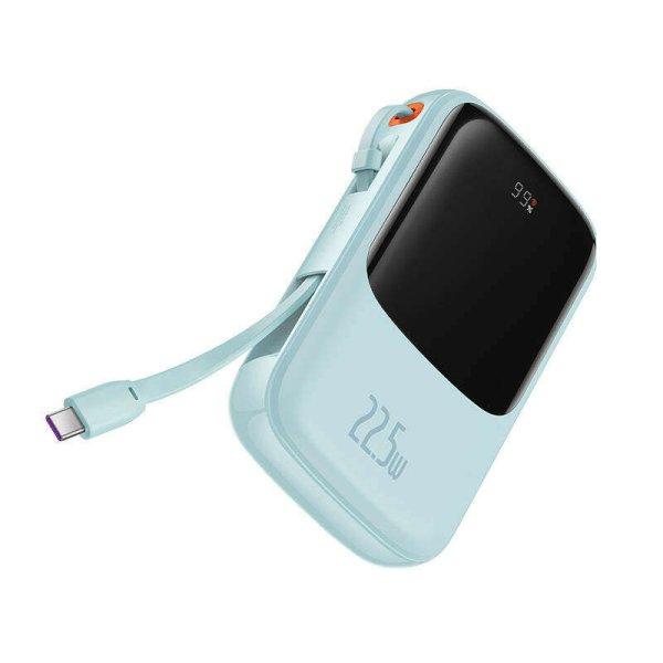 Powerbank Baseus Qpow Pro USB-C kábellel, USB-C, USB, 10000mAh, 22.5W (kék)
