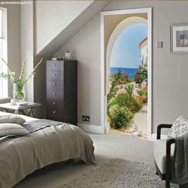 Dekoratív matrica beltéri ajtóhoz, 2 ív ragasztómatrica, teljes méret 78 x
200 cm, mediterrán házmodell, prémium, eredeti ajánlatok