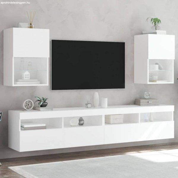 2 db fehér TV-szekrény LED-világítással 40,5 x 30 x 60cm
