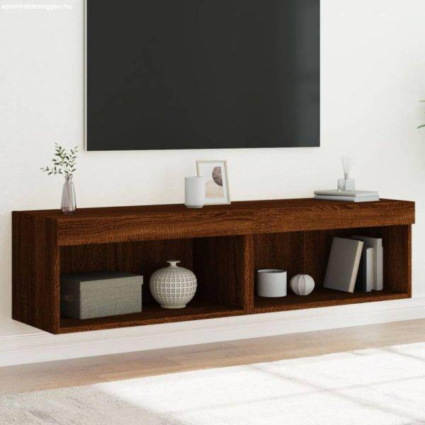 2 db barna tölgyszínű TV-szekrény LED-világítással 60x30x30 cm